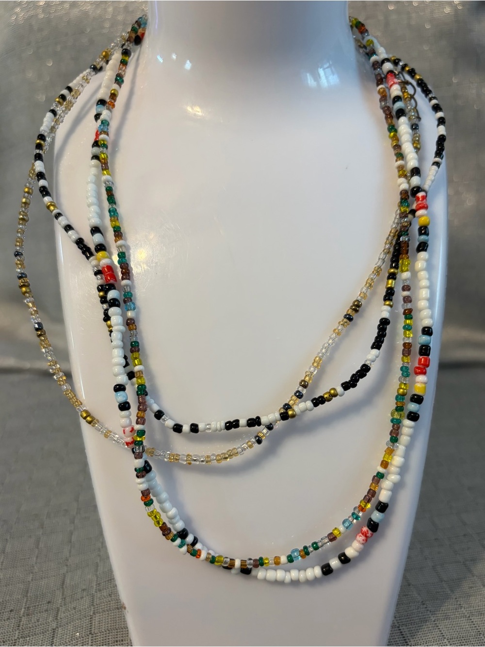 Multi-Color Seed Bead Layered Necklaces